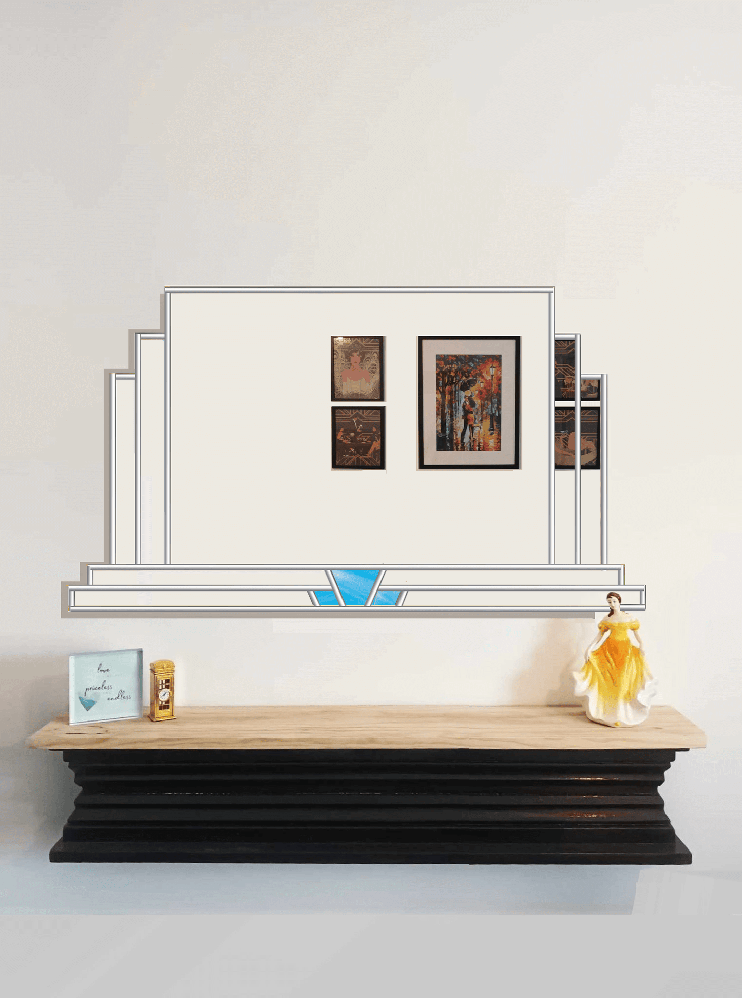 Large overmantle art deco wall mirror