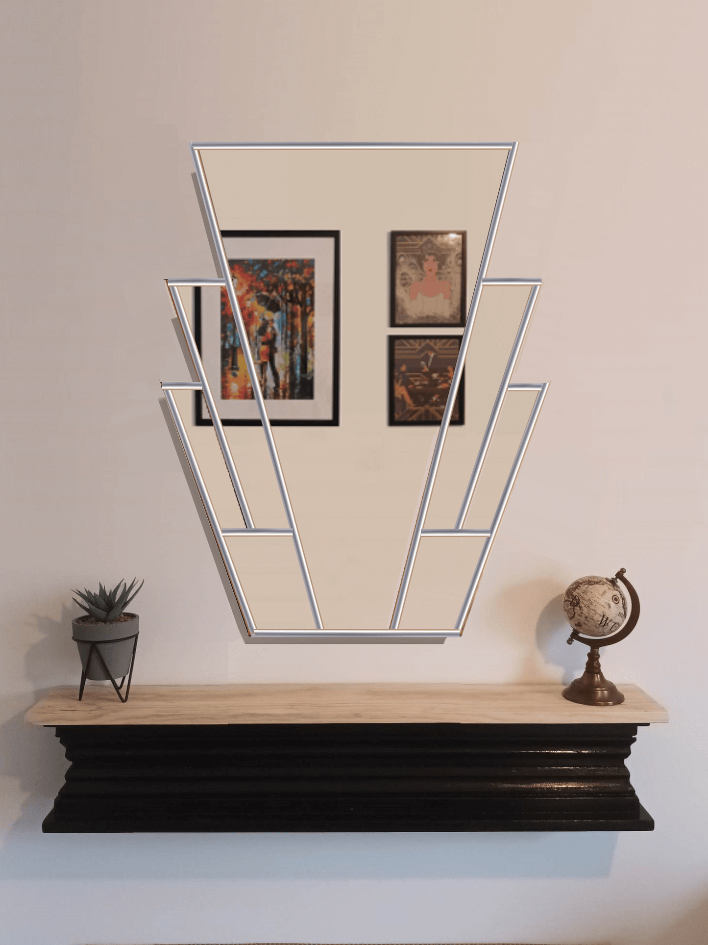 Silver art deco mirror