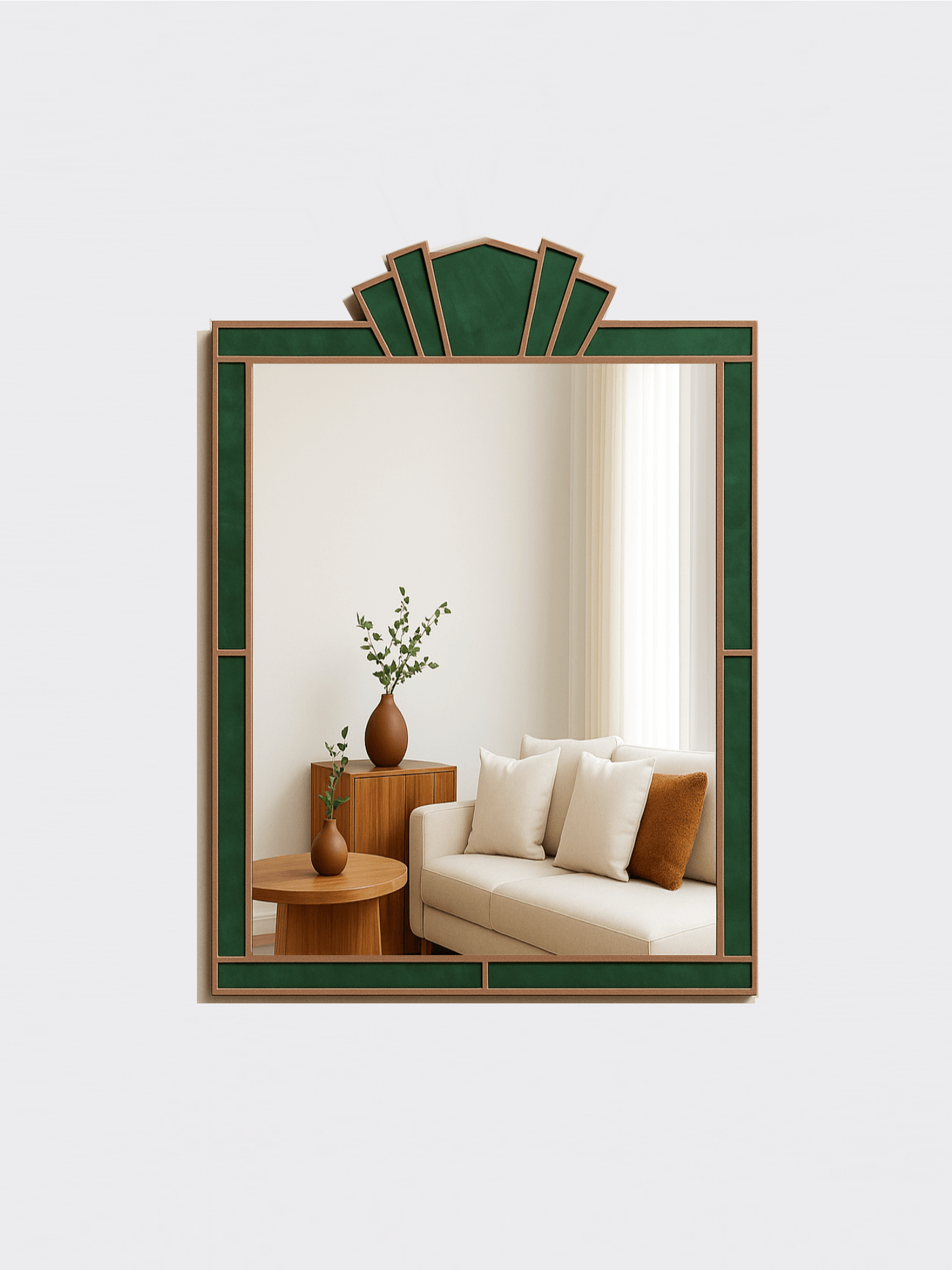 Luxury Stained Glass Art Deco Wall Mirror in Gold