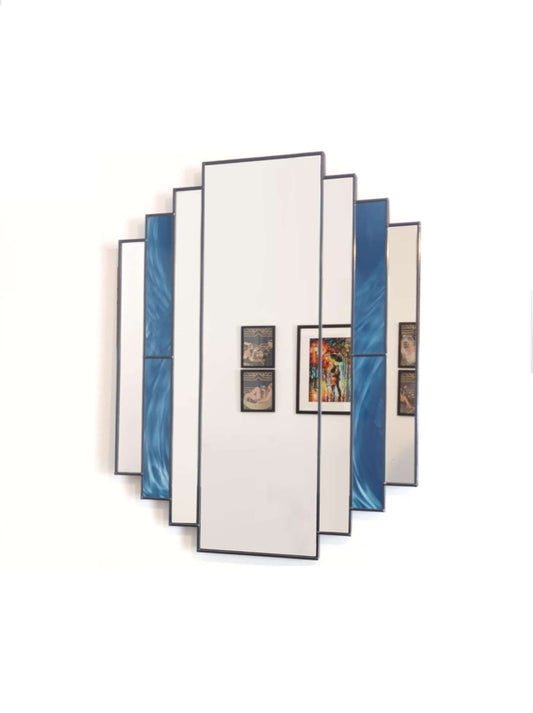 Art Deco mirror with multiple reflective panels on a white background