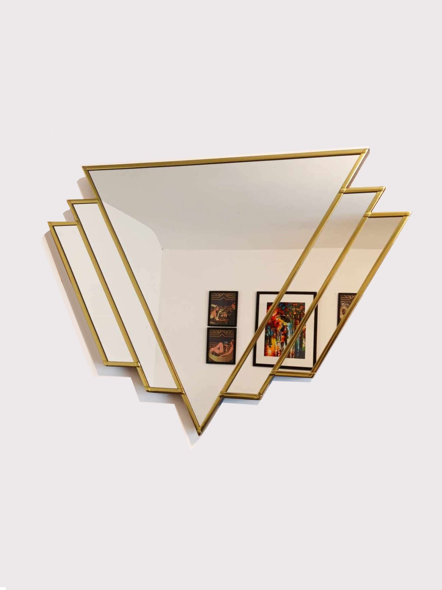 Brass Double W art Deco Wall Mirror