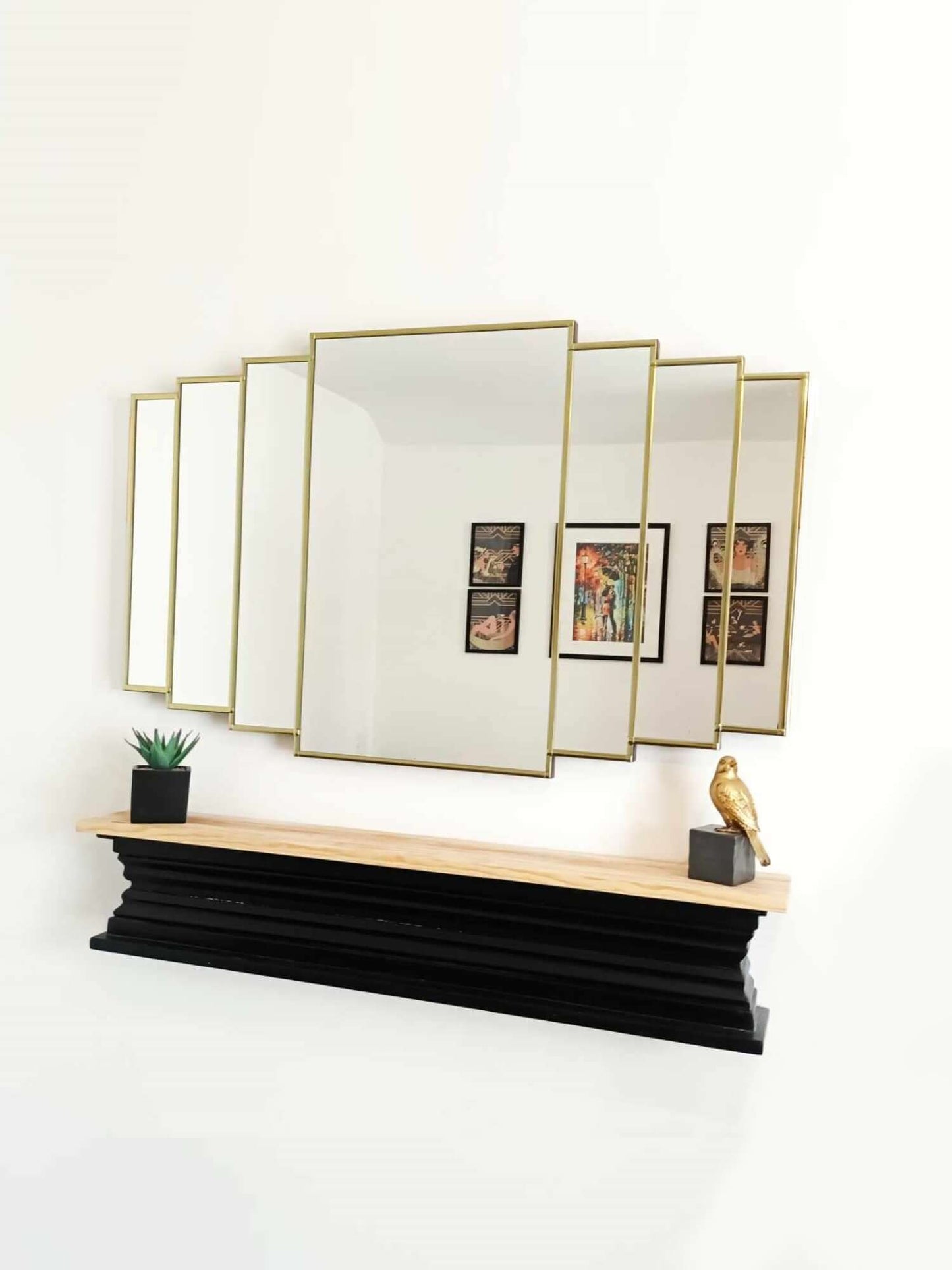 Extra Large Art Deco Wall Mirror In Brass Exclusive Mirror To JPC Mirrors