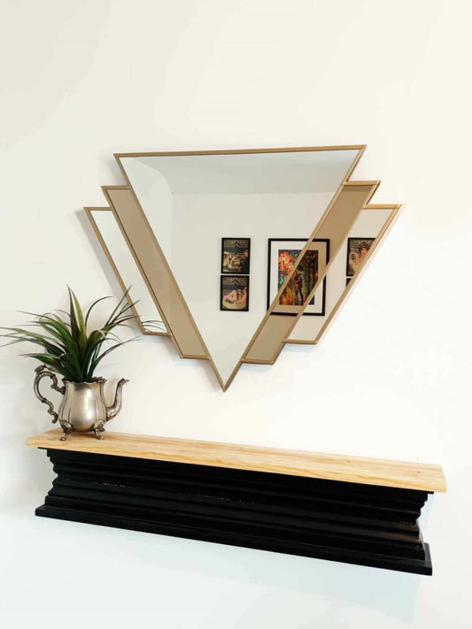 Bronze Tinted Art Deco Wall Mirror The Double W Exclusively handcrafted in the UK by JPC Mirrors