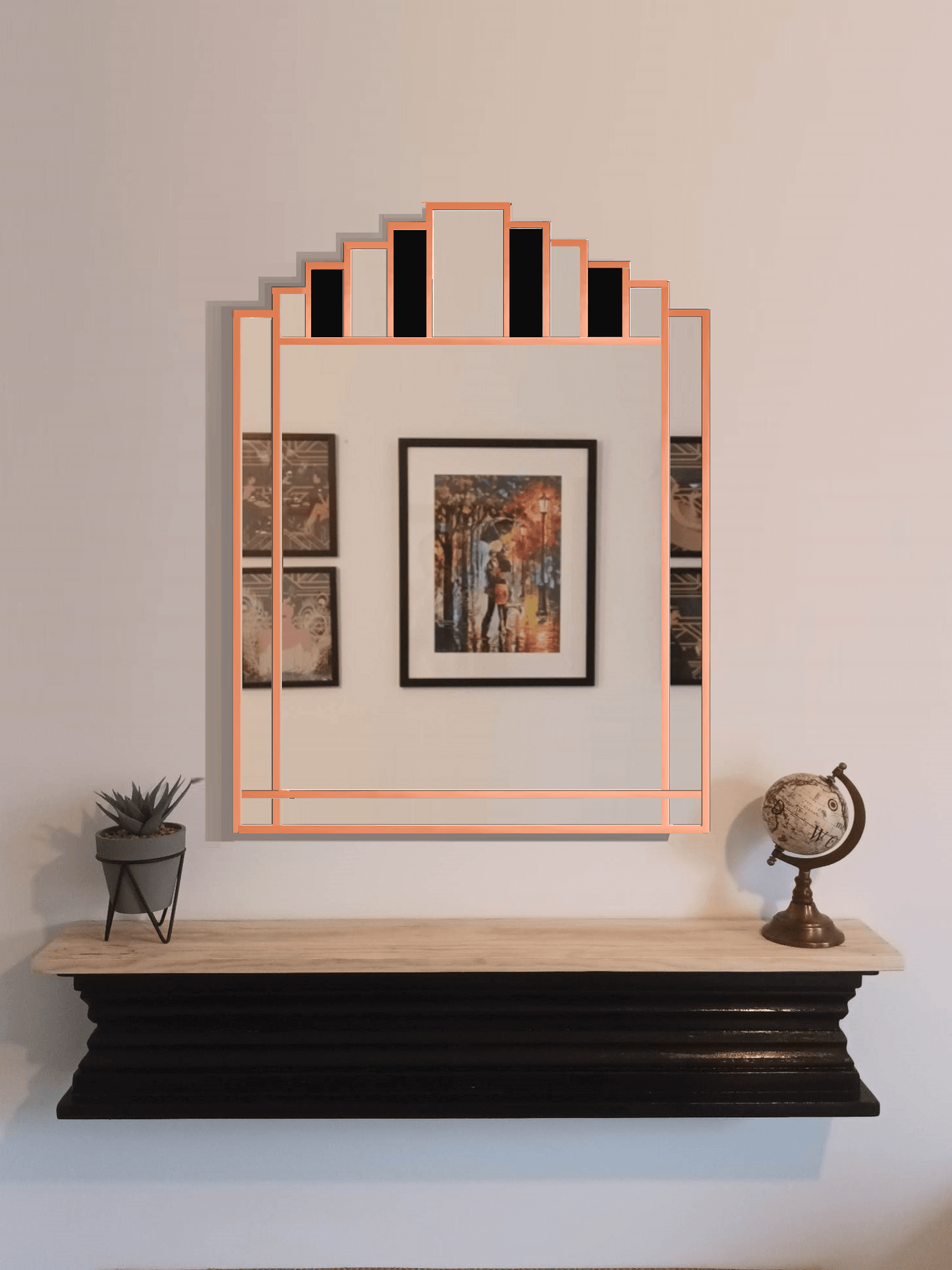 Copper Black Art Deco Mirror