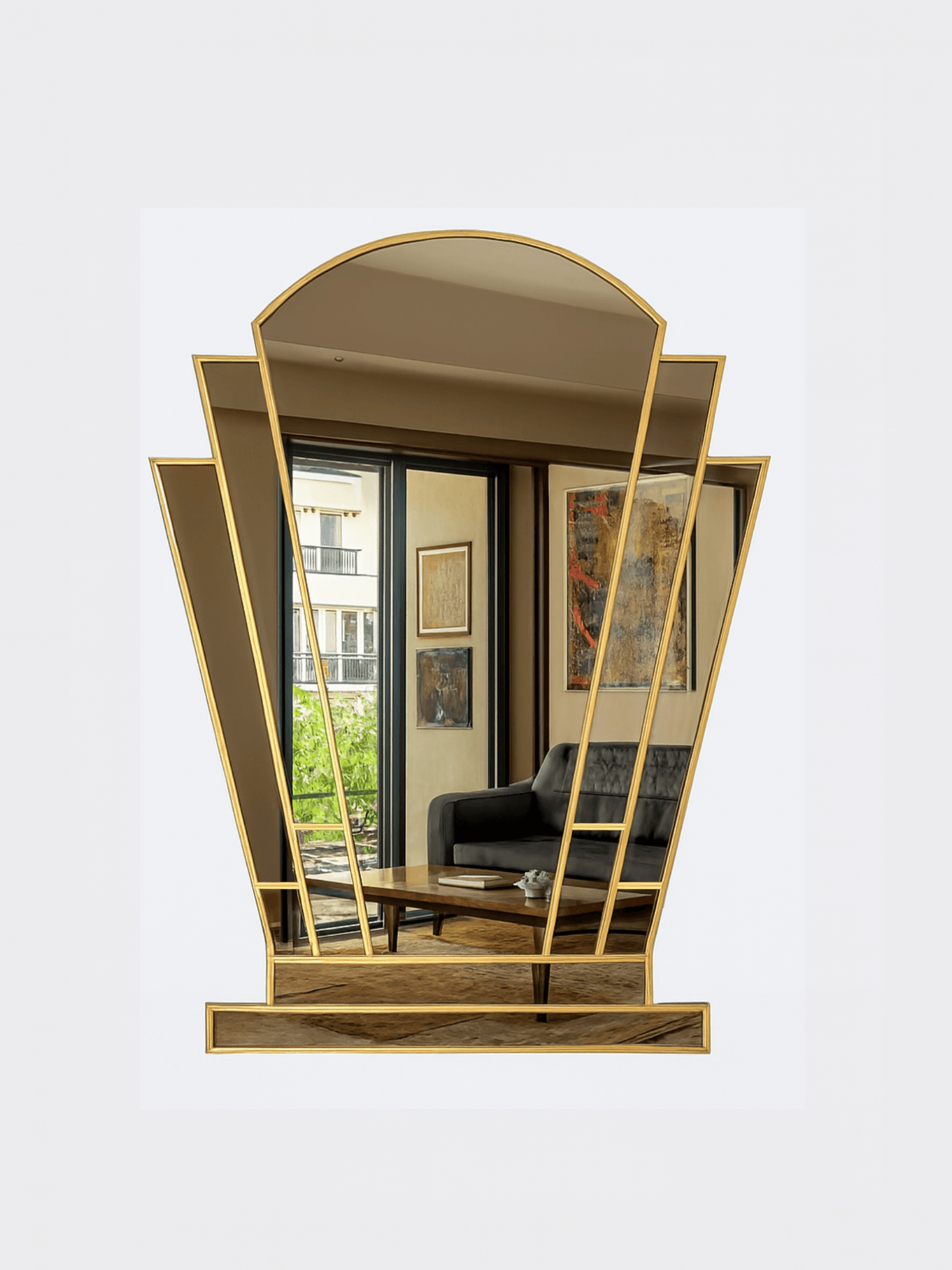 Desire Art Deco Wall Mirror in Brass