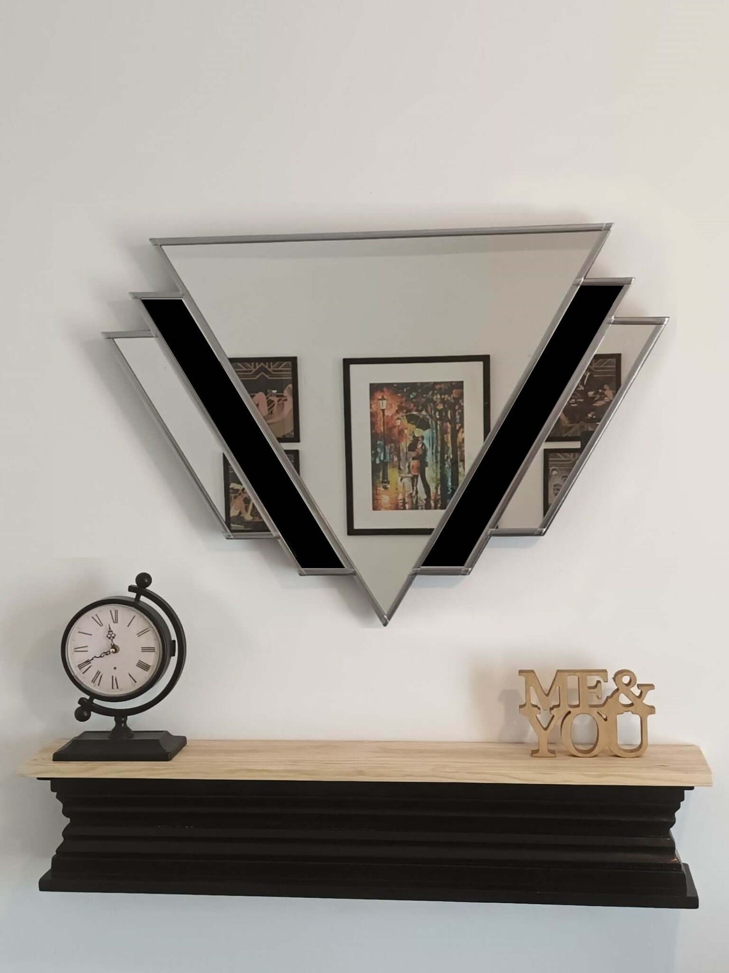 Silver and Black Handcrafted Art Deco Wall Mirror Exclusive to JPC Mirrors