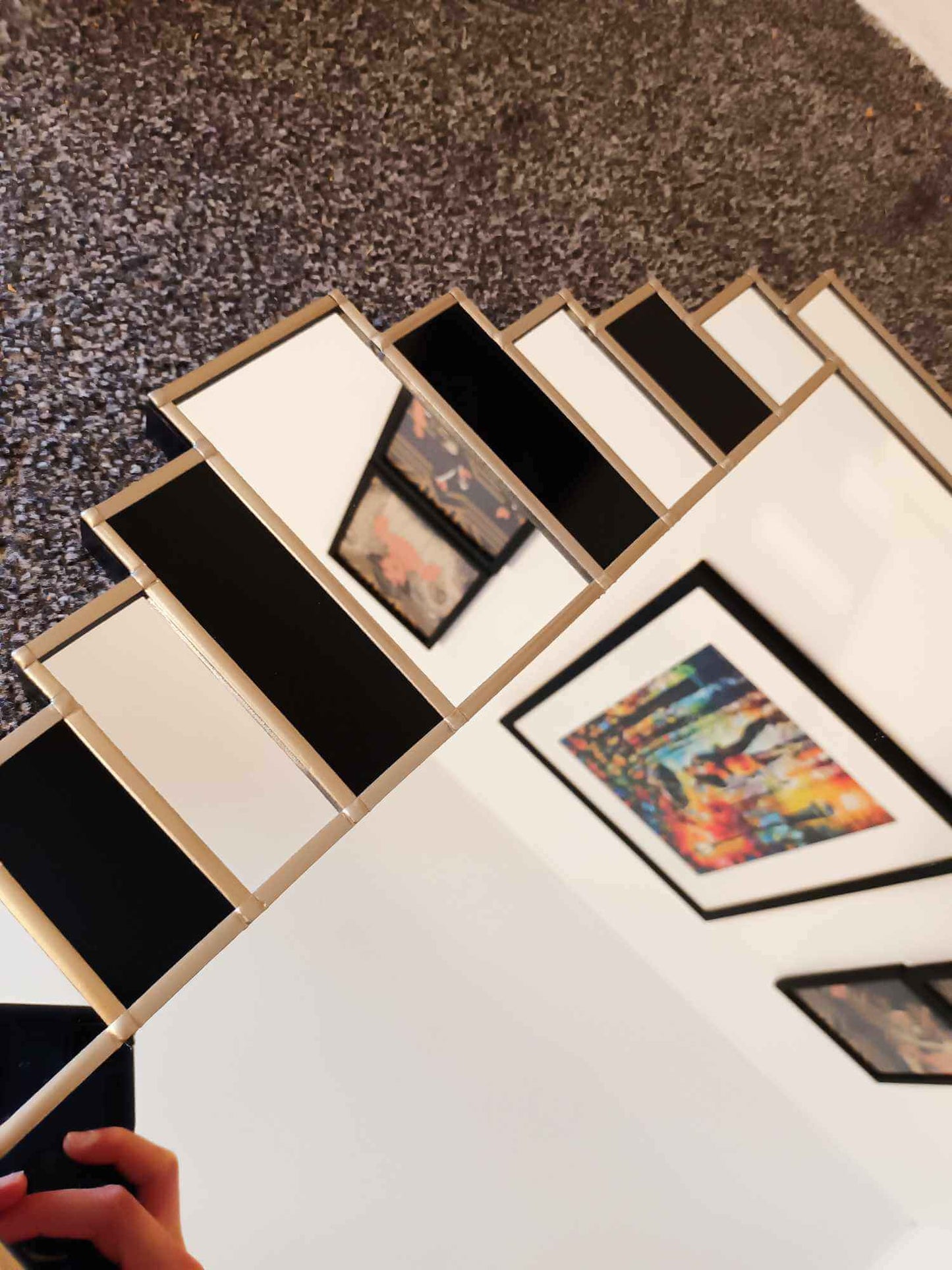 Black And Gold Stain Glass Art Deco Wall Mirror