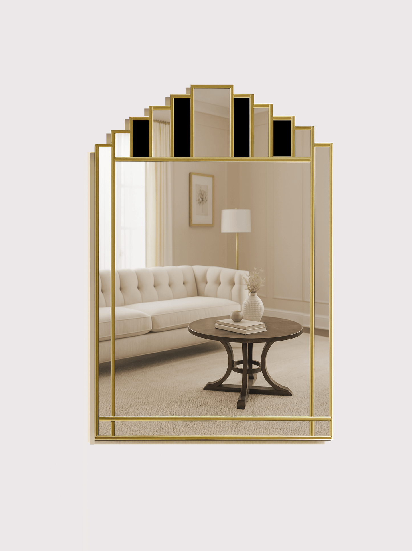 Art Deco Wall Mirror in Brass