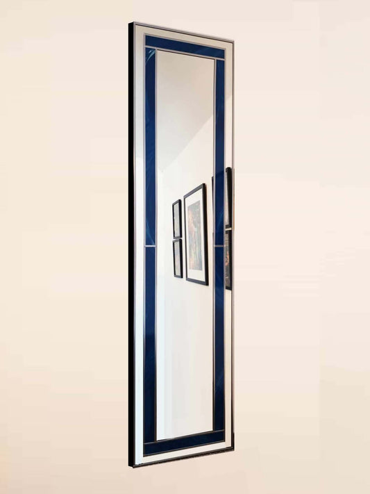 Full Length Art Deco Mirror with Blue stain glass