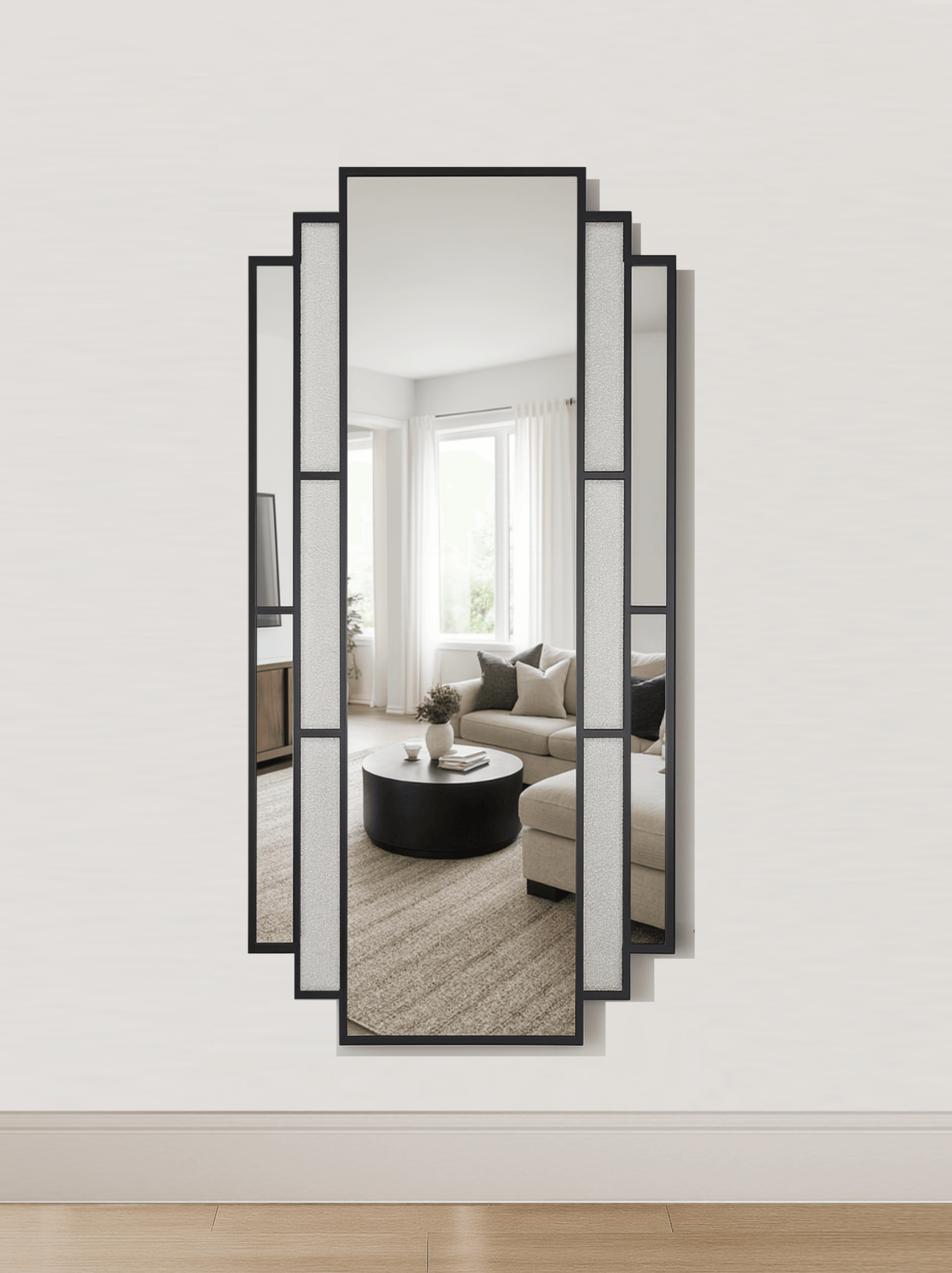 Art Deco Full Length Wall Mirror in Black