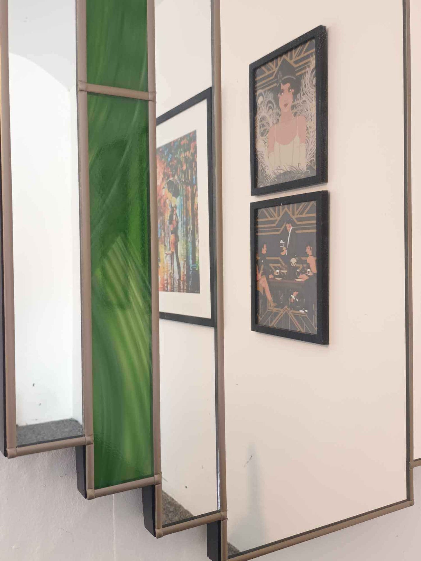 Green and Gold Art Deco Wall Mirror