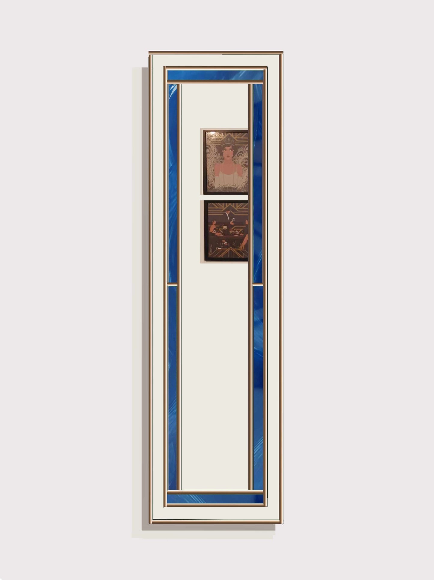 Full Length Art Deco Mirror with Blue stain glass