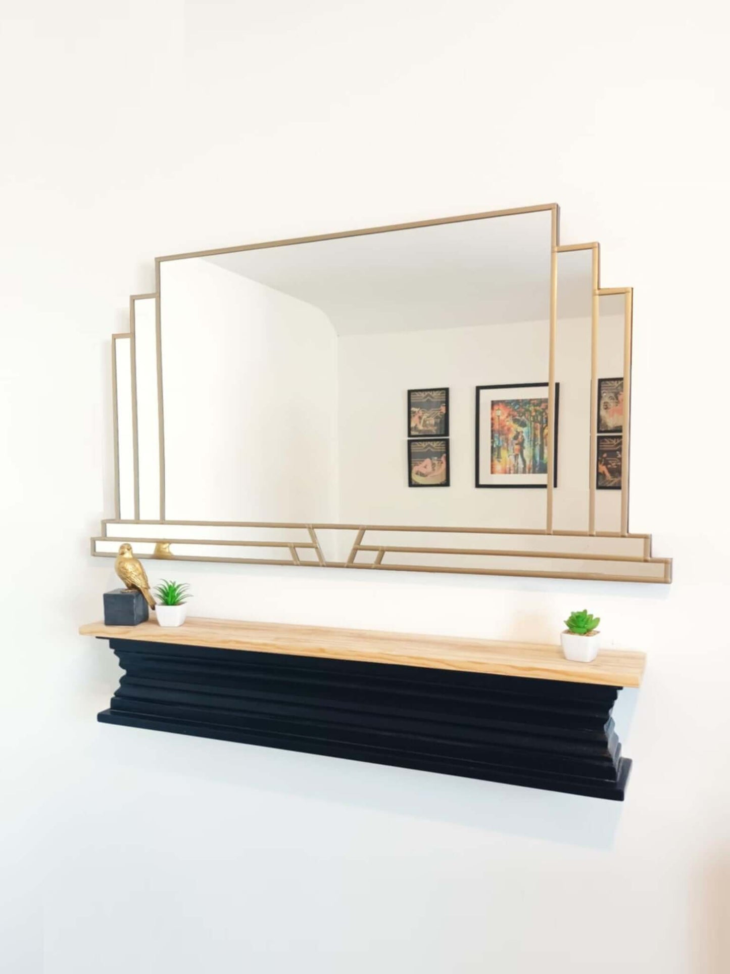 Large Over mantle Art Deco Wall Mirror Exclusive JPC Mirrors