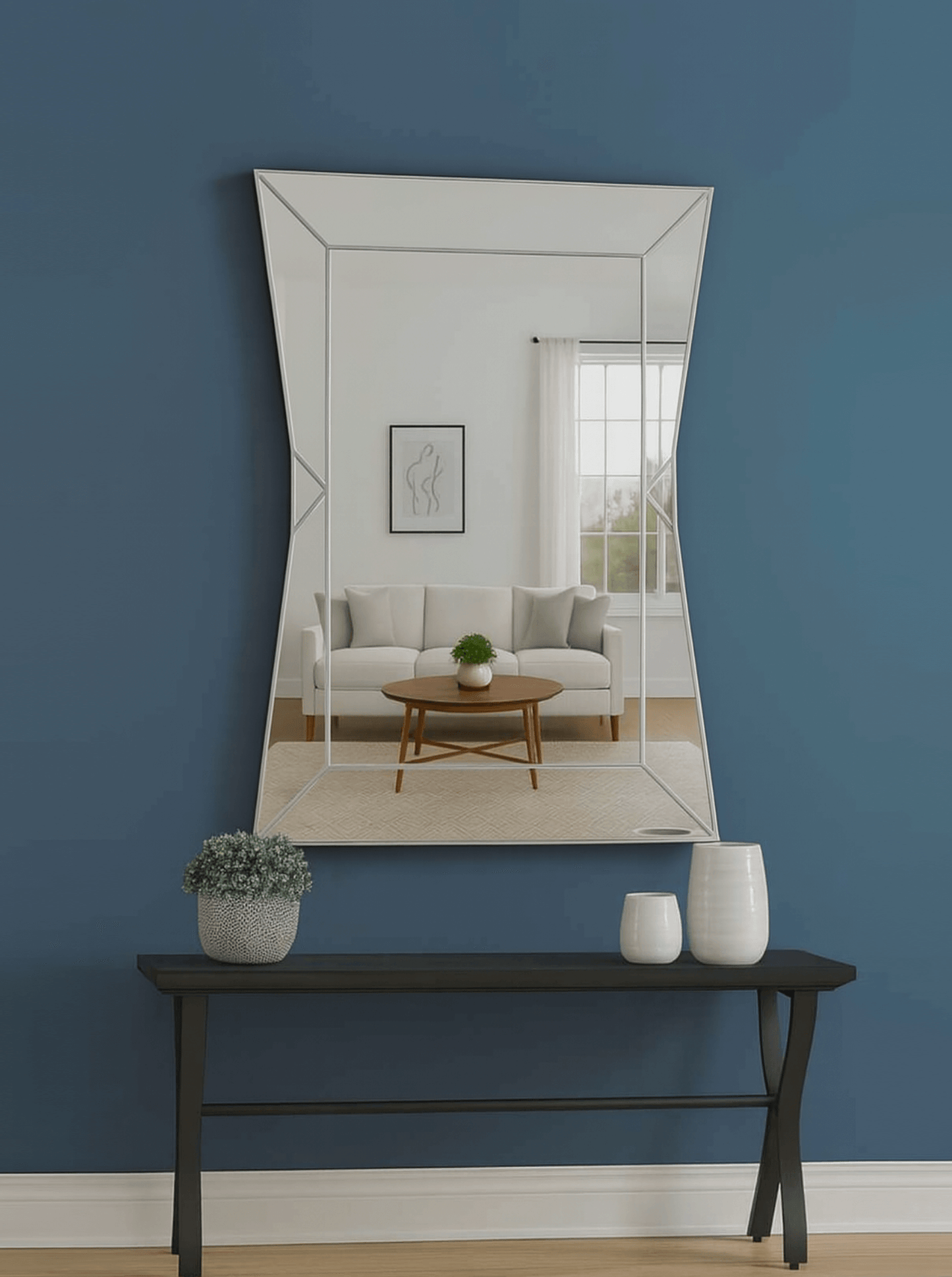 Hourglass Modern Art Deco Wall Mirror