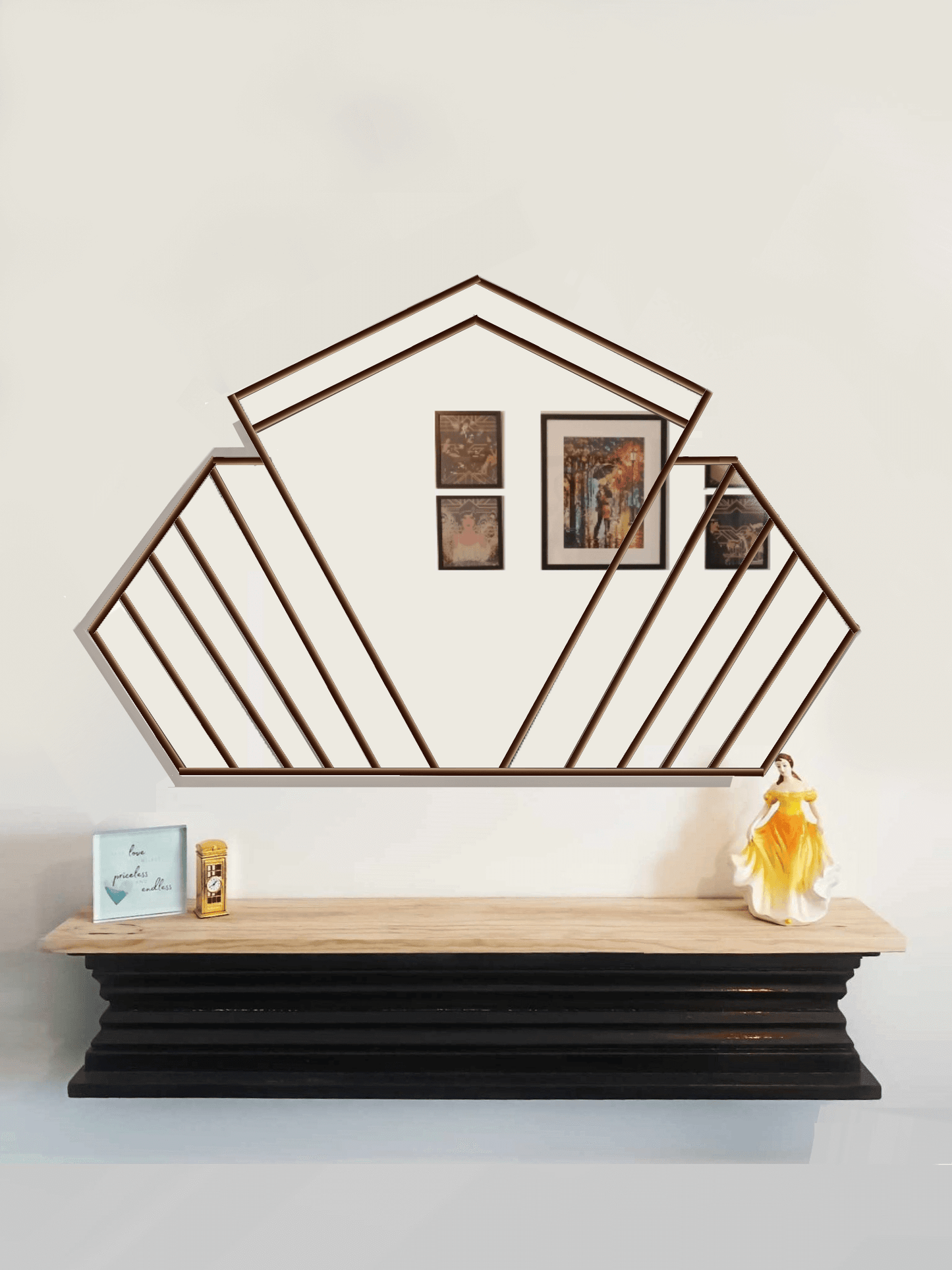 Large Overmantle Art Deco Wall Mirror In Black