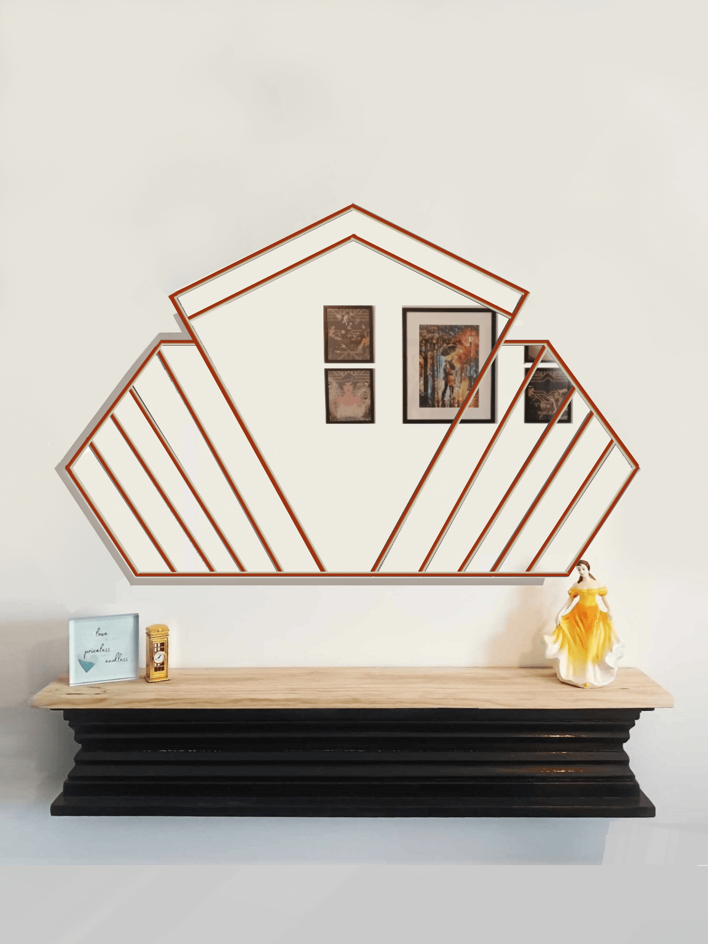Large Overmantle Art Deco Wall Mirror In Copper