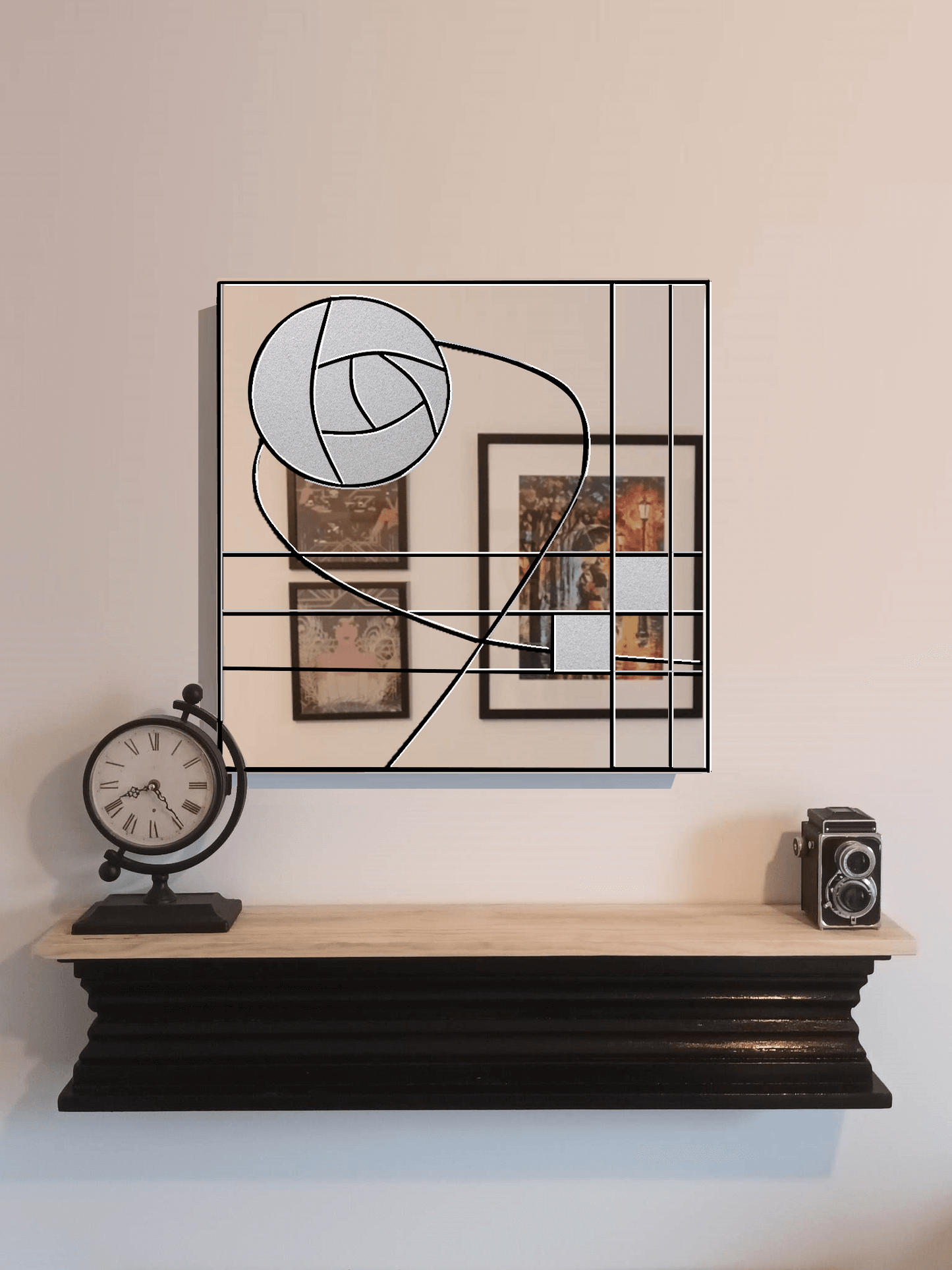 Charles Rennie Mackintosh Rose Stain Glass Leaded Art Deco Mirror