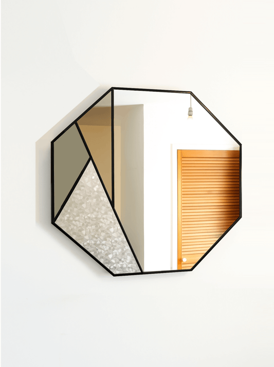 Contemporary Octagon Round Wall Mirror