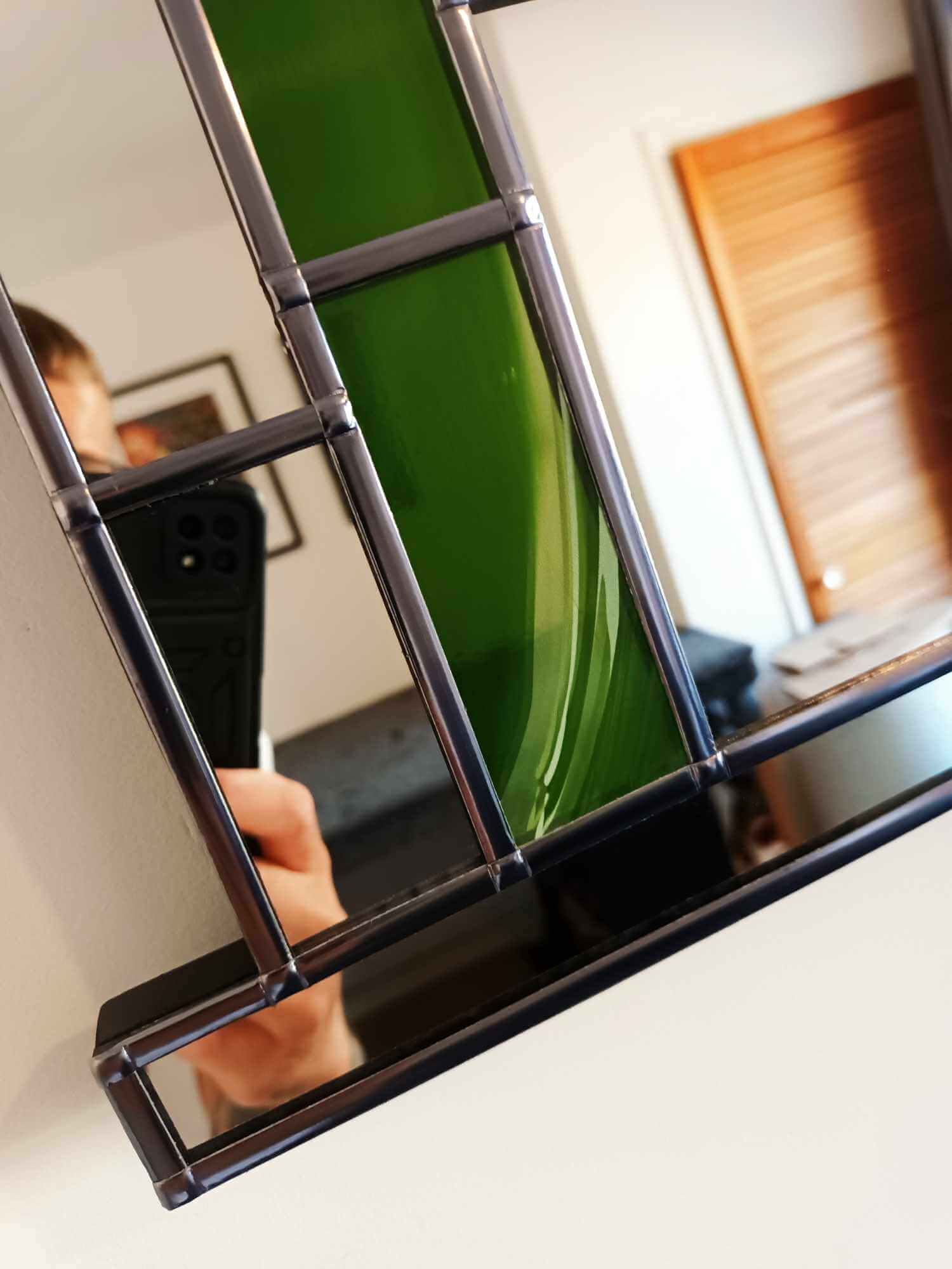 Green Stain Glass Mirror, Art Deco Mirror in Green, Green Wall Mirror, Art Deco Mirror, Green Art Deco Mirror