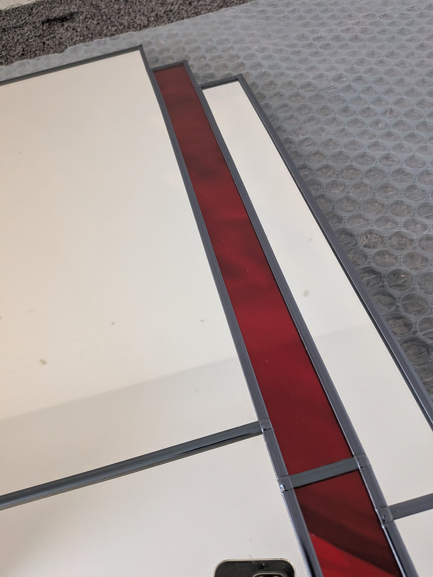Red Stained Glass Wall Mirror