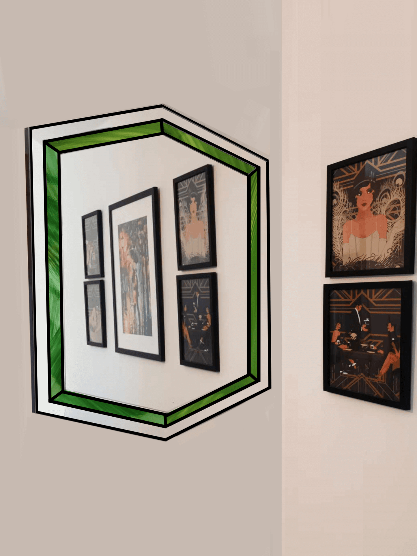Green art deco mirror