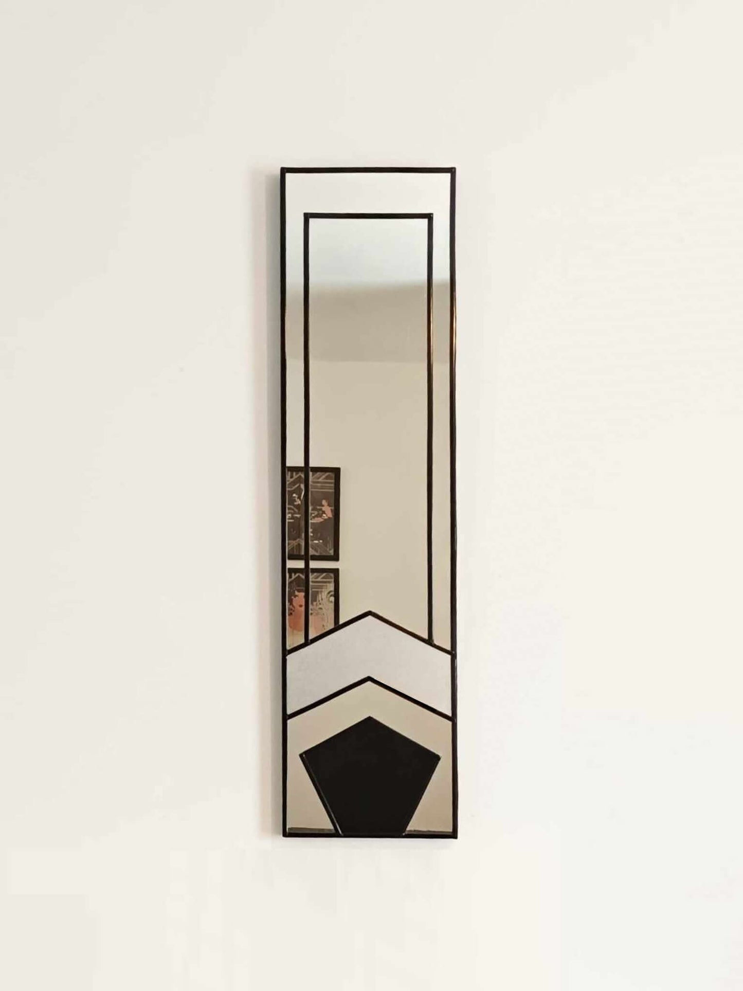 Black Stain Glass Art Deco Wall Mirror