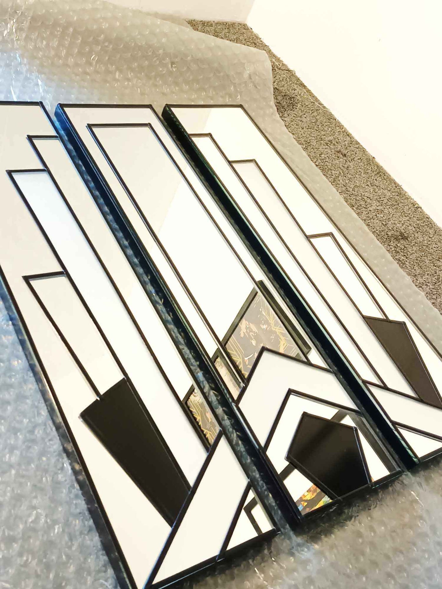 The Sierra Art Deco Wall Mirror Stain Glass Style Exclusive Mirror to JPC Mirrors