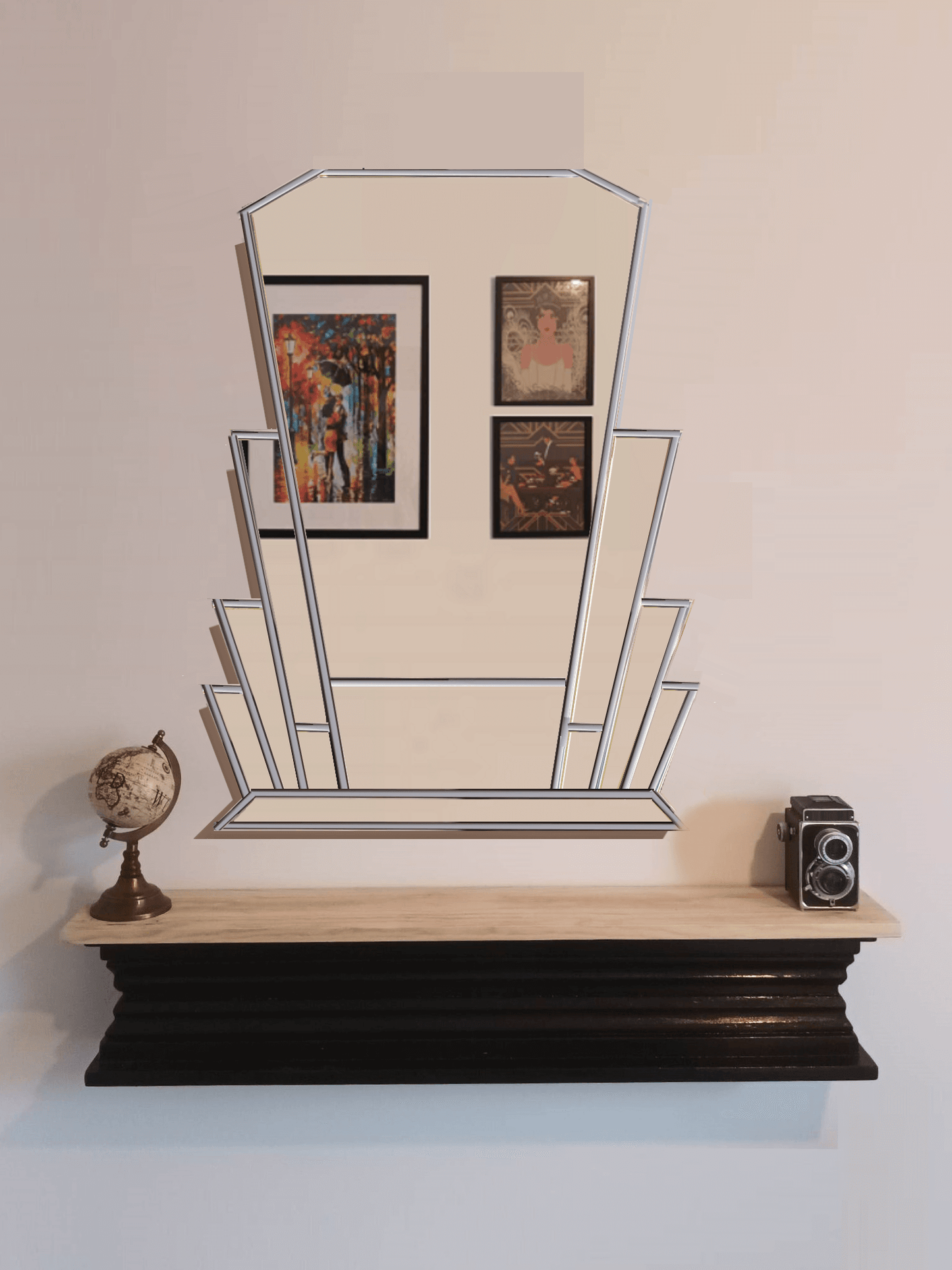 Silver Art Deco Wall Mirror Exclusive JPC Mirrors