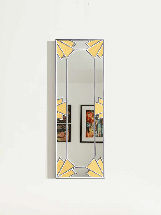 Silver Stain Glass Mirror With Gold Frosting