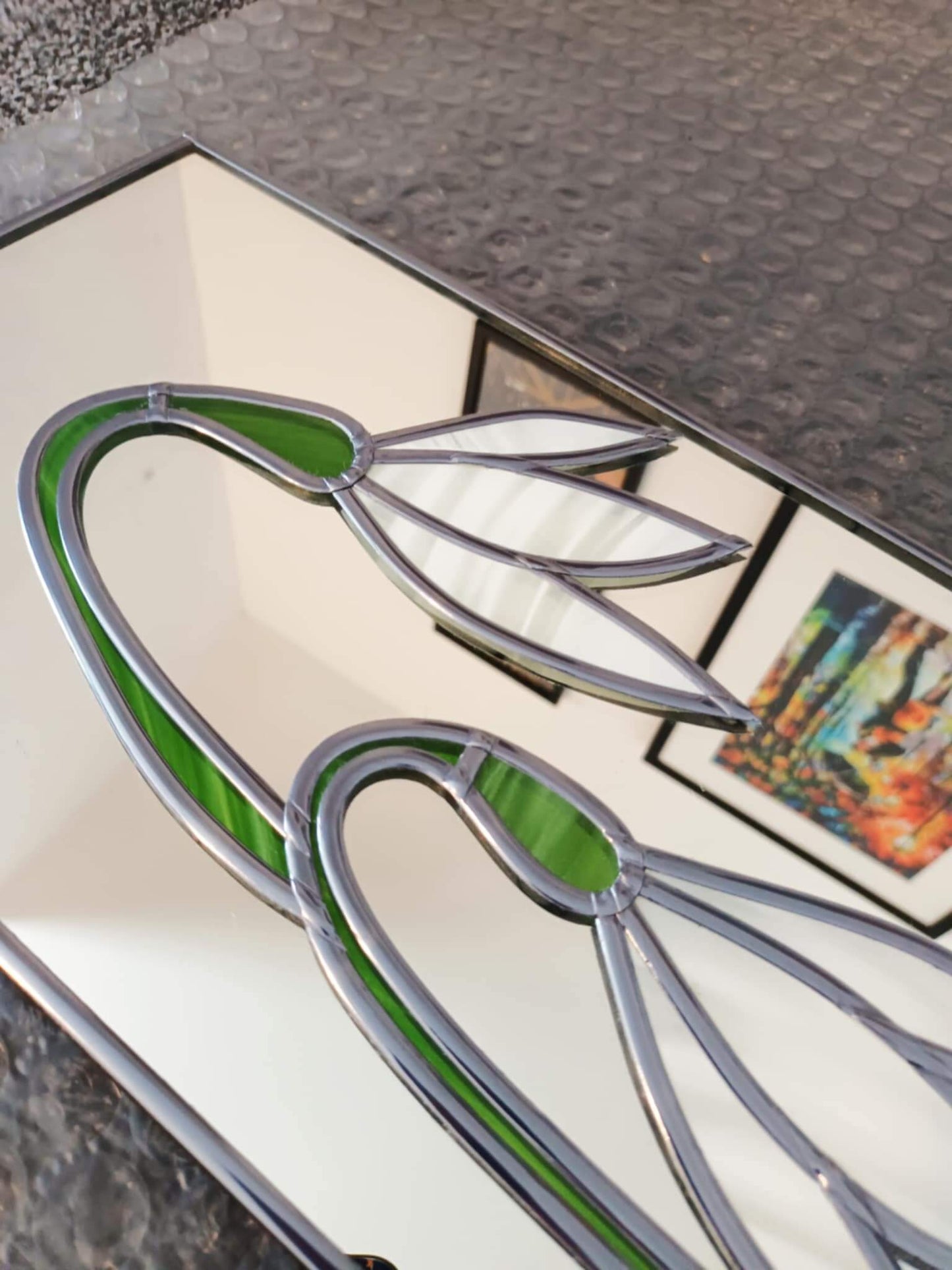 Snowdrops Stained glass wall mirror