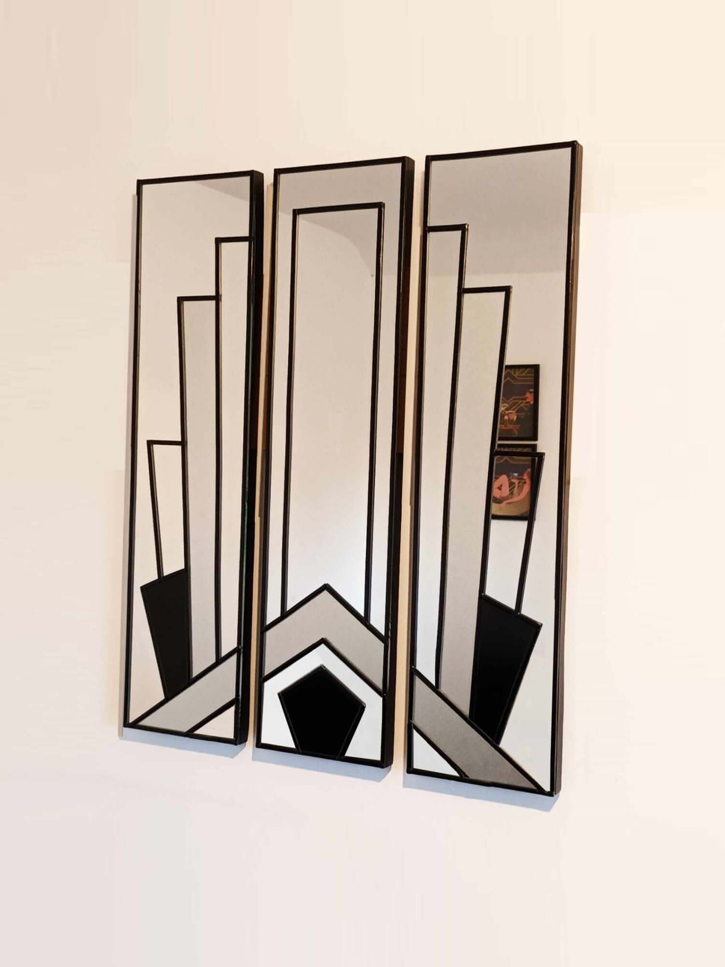 The Sierra Trio Art Deco Wall Mirror Stain Glass Style Exclusive Mirror to JPC Mirrors