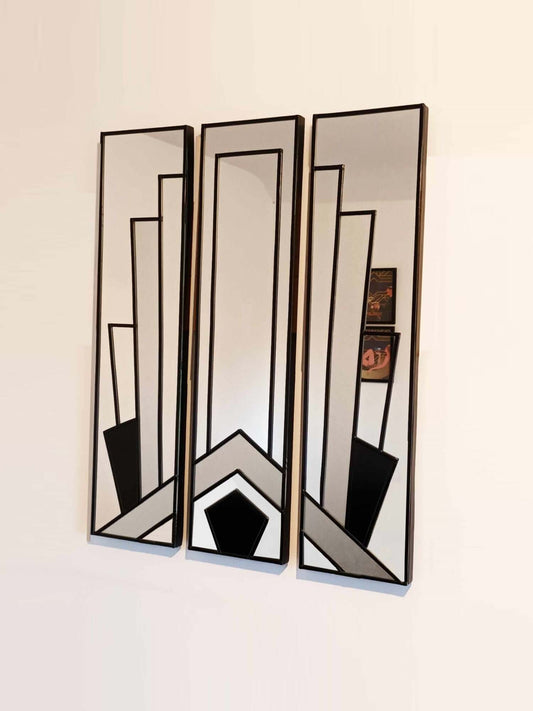 The Sierra Trio Art Deco Wall Mirror Stain Glass Style Exclusive Mirror to JPC Mirrors