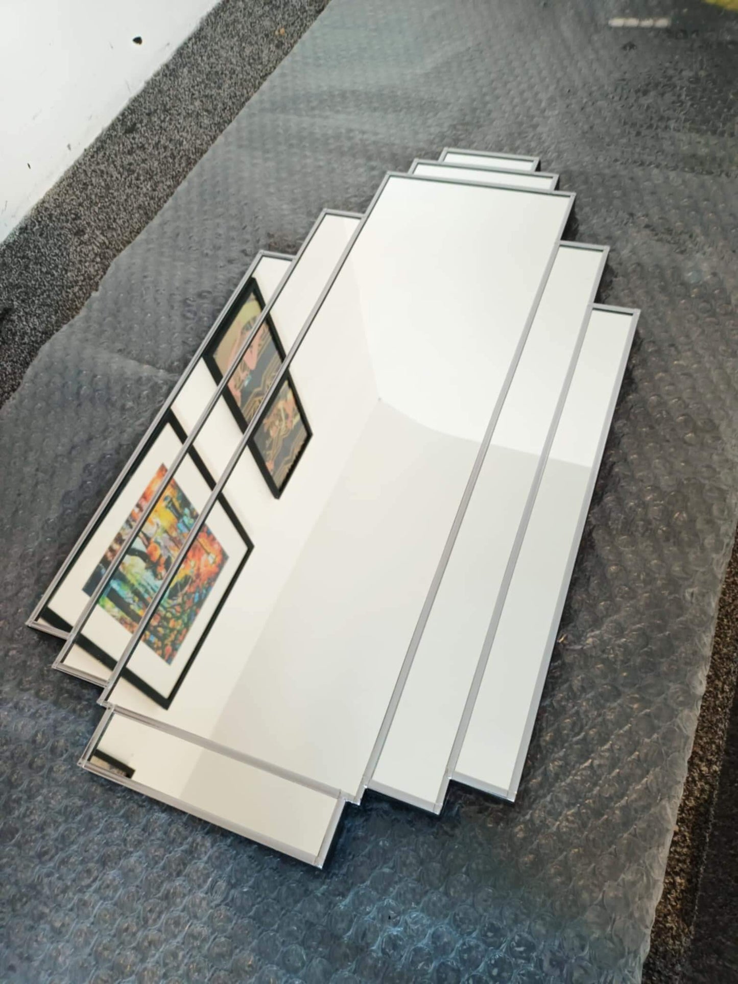 Silver art deco wall mirror