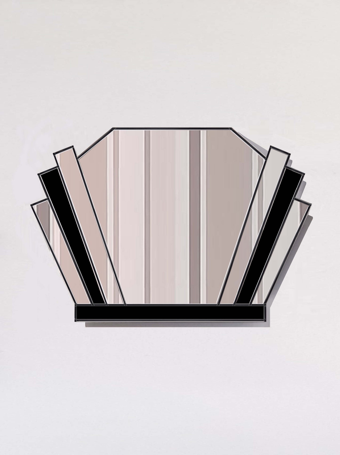 Large Black Overmantle Art Deco Wall Mirror