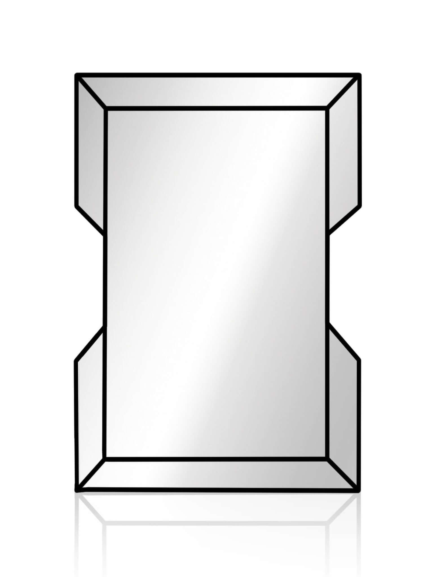 Handmade silver framed frameless black art deco mirror