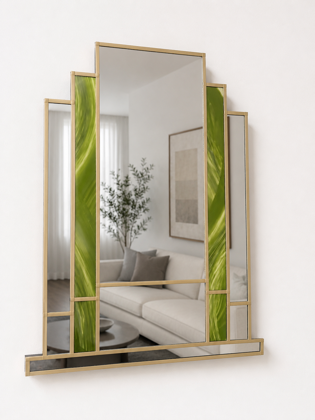 Green Art Deco Wall Mirror