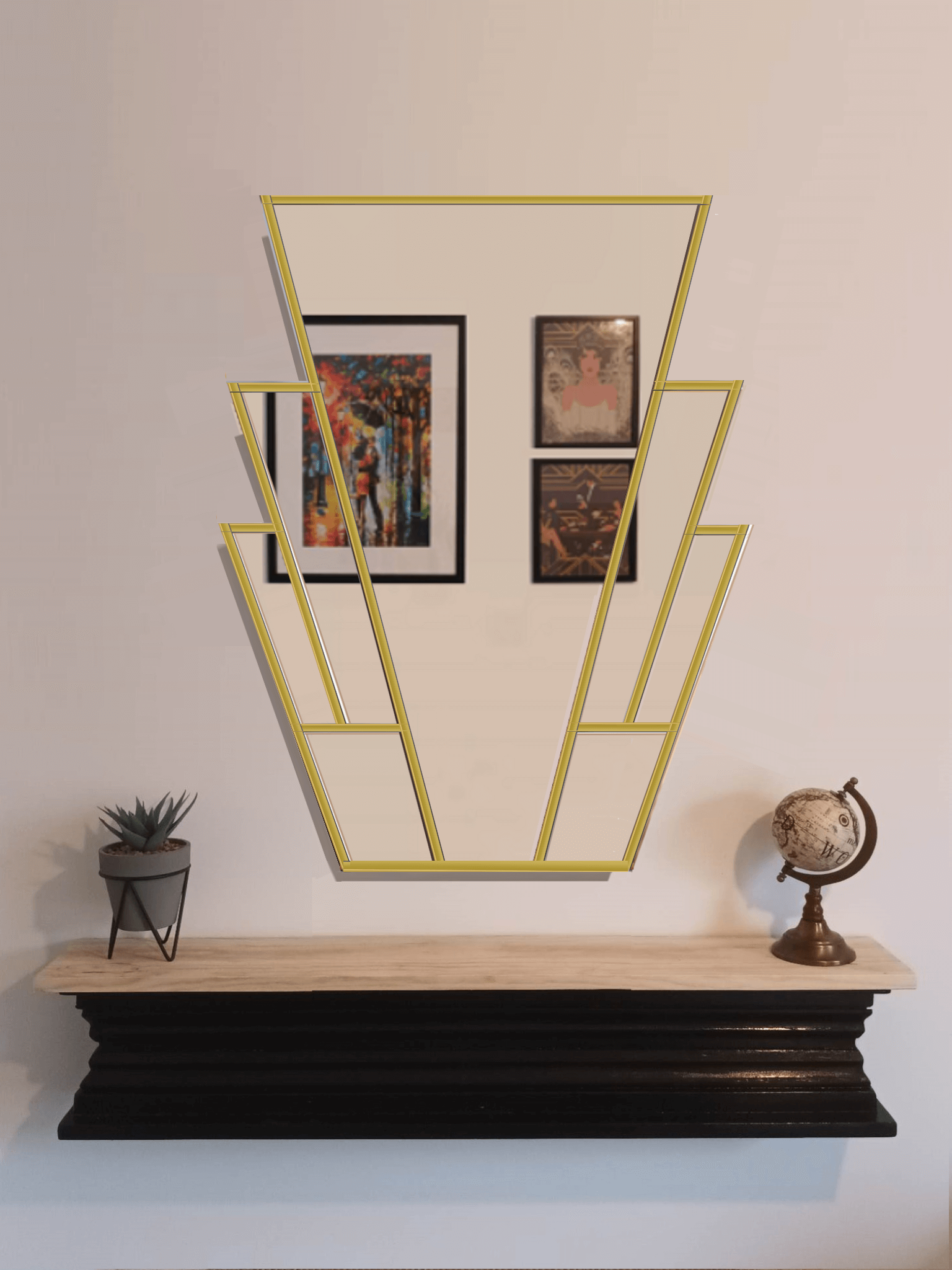 Gold art deco mirror deals