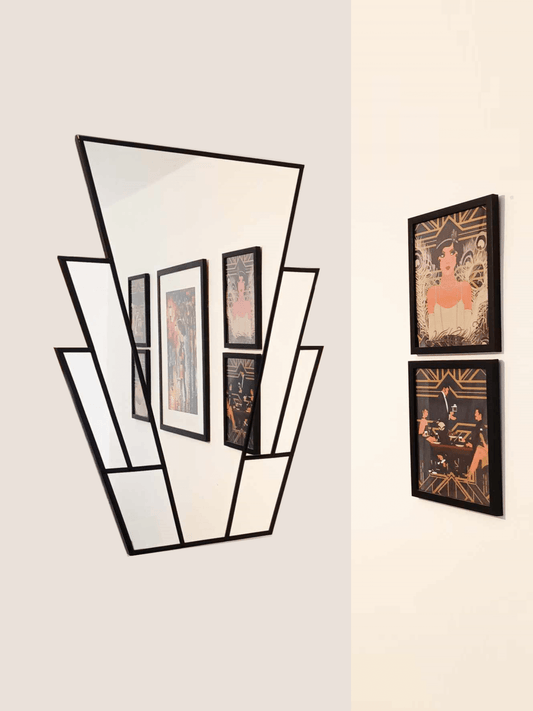 Art Deco Mirror in Black frame
