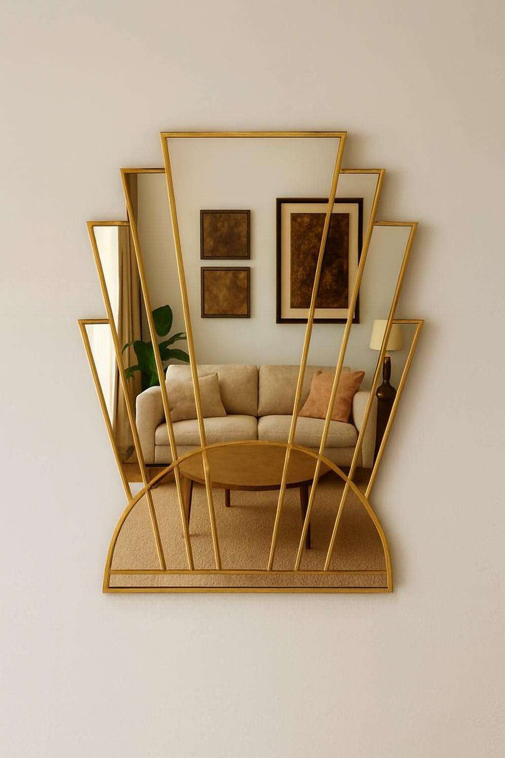 Brass Art Deco Wall Mirror