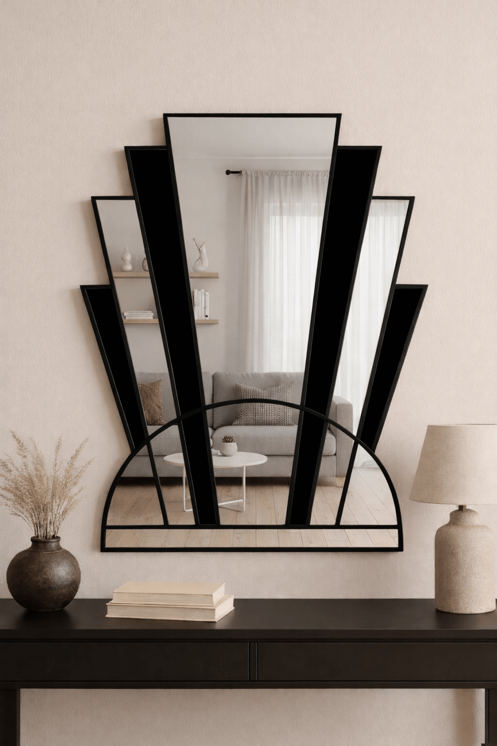 Apollo Art Deco Mirror in Black