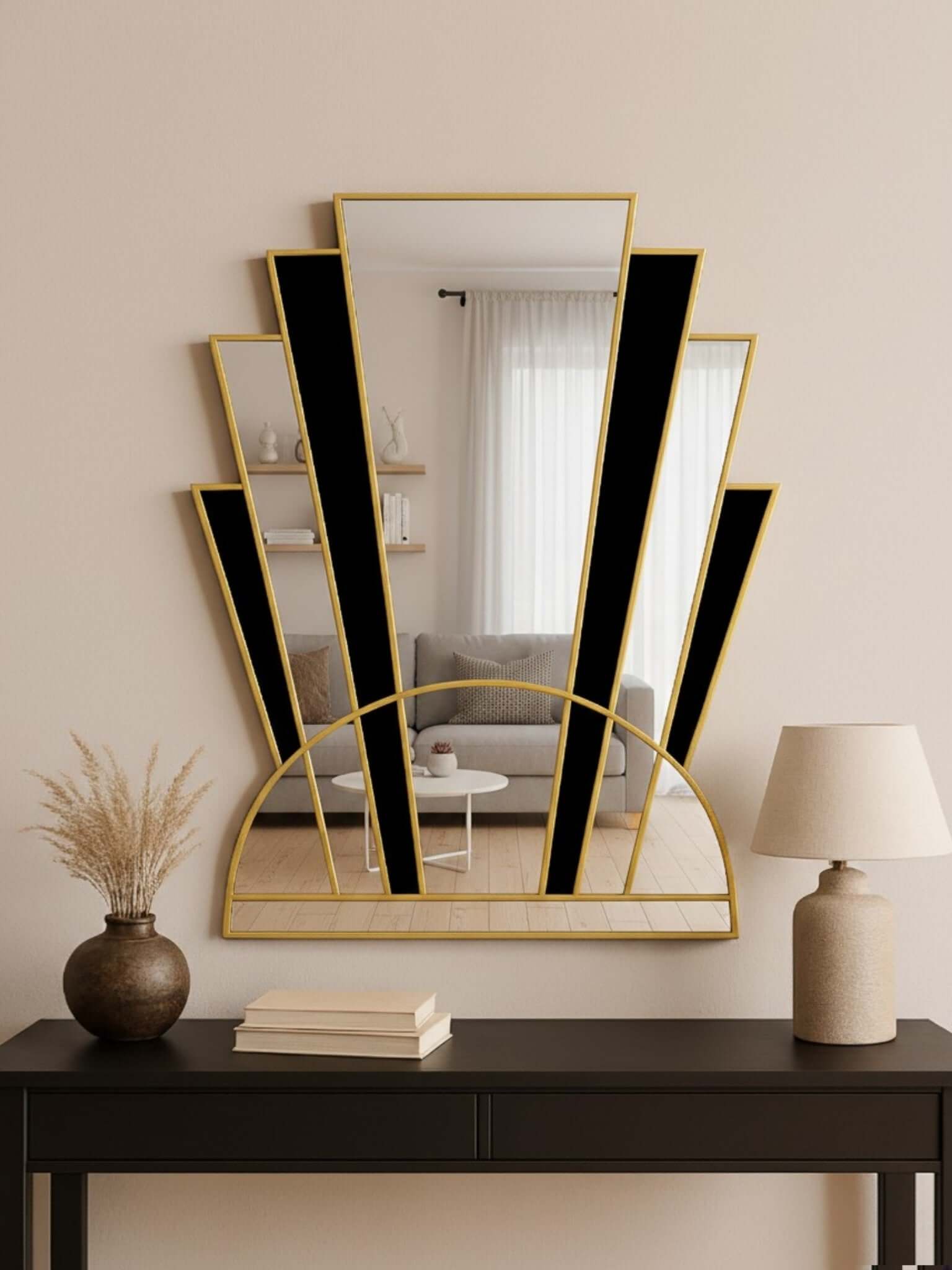 Apollo Art Deco Mirror in Brass