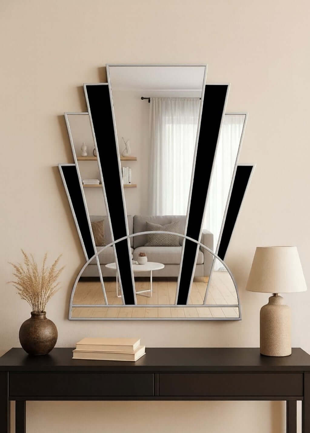 Apollo Art Deco Mirror in Silver