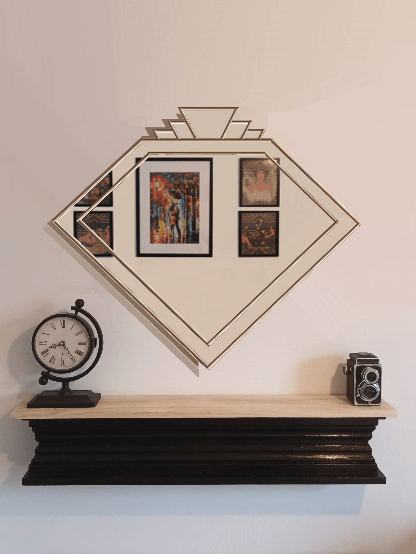 JPC Mirrors Exclusive Legacy Art Deco Wall Mirror in gold