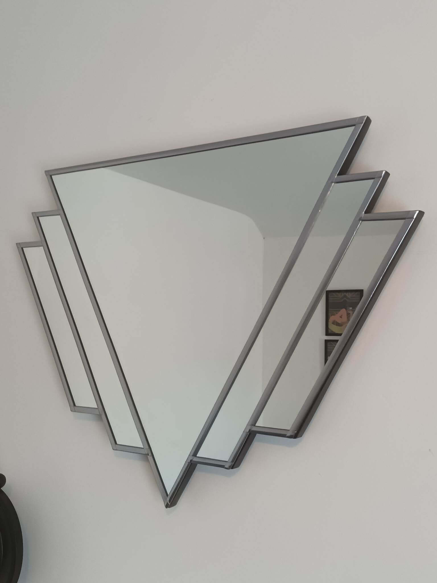 art deco mirror in silver frame