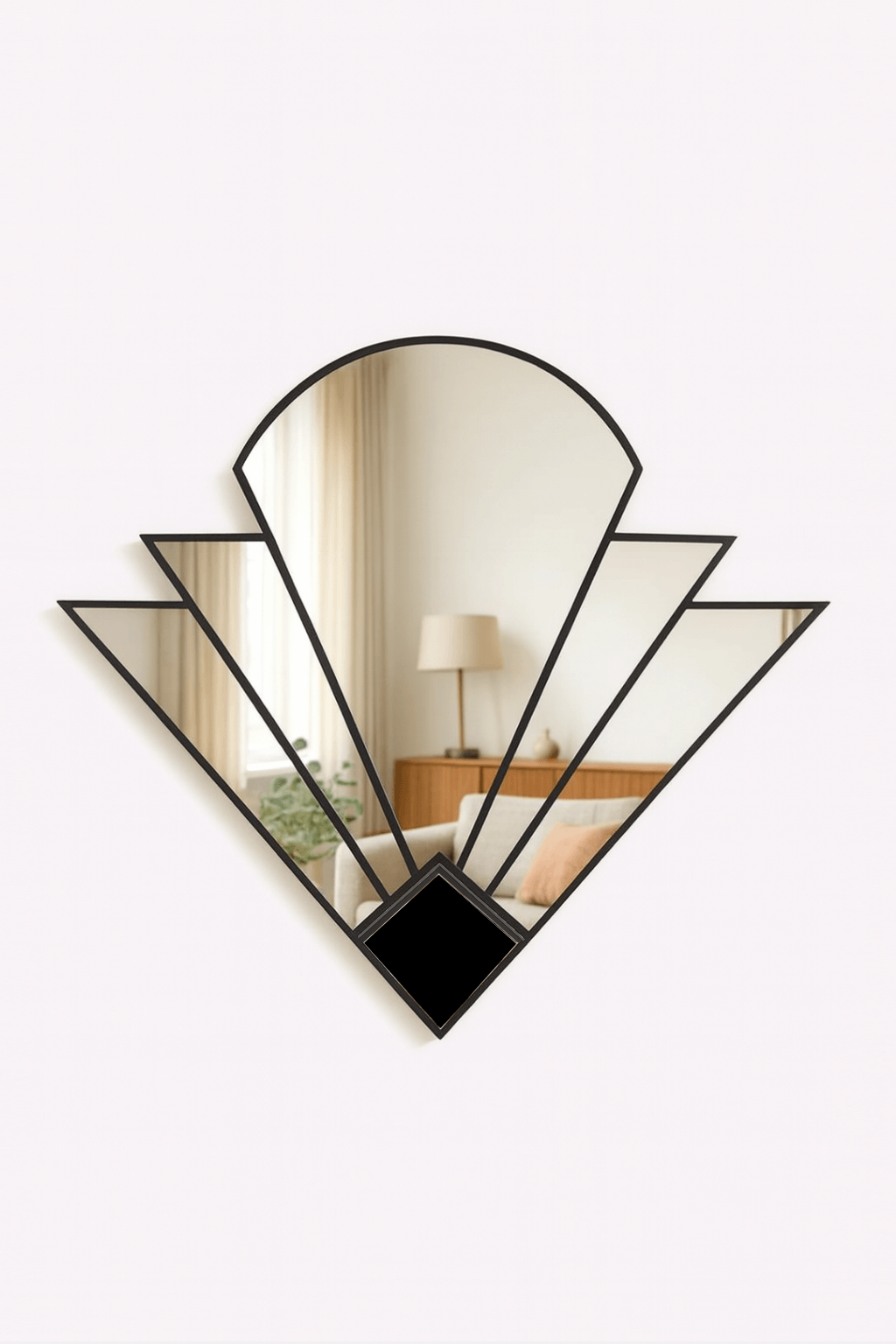 Luxury Deco Inspired Wall Mirror in  Black