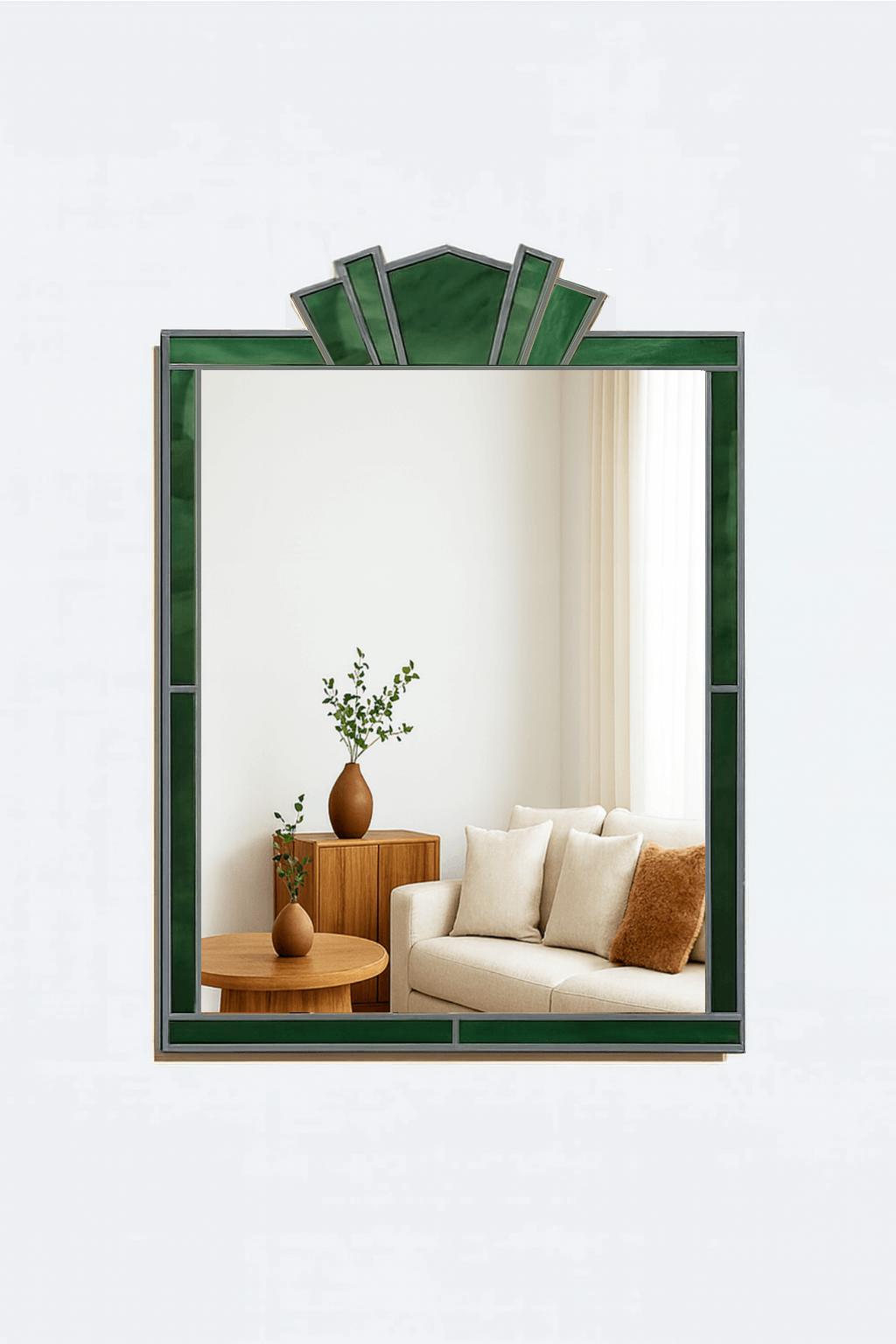 Luxury Stained Glass Art Deco Wall Mirror in Antique