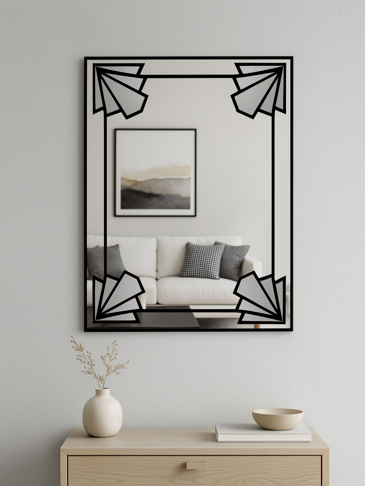 Black Art Deco Wall Mirror