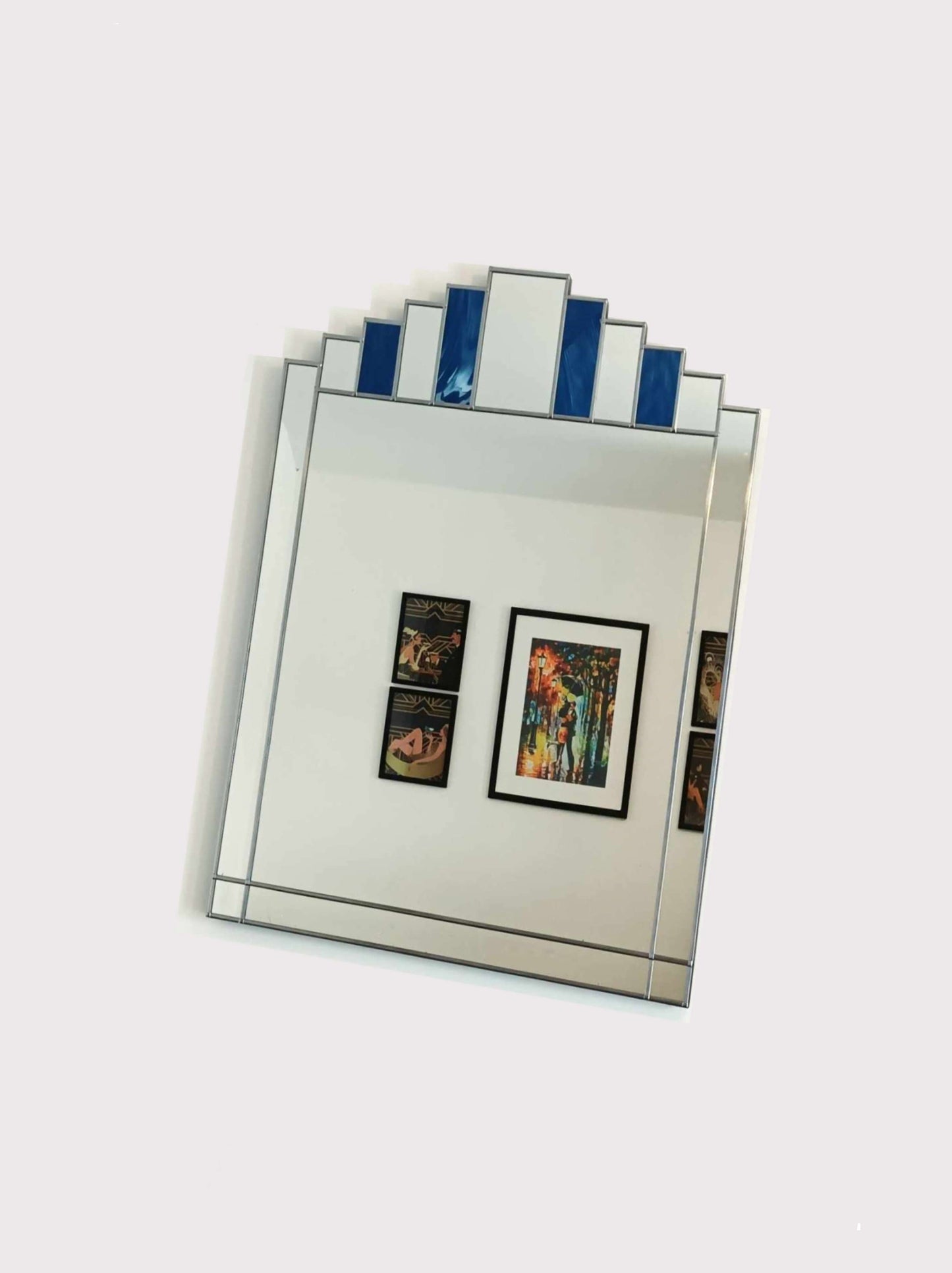 Extra Large Blue Art Deco Wall Mirror 