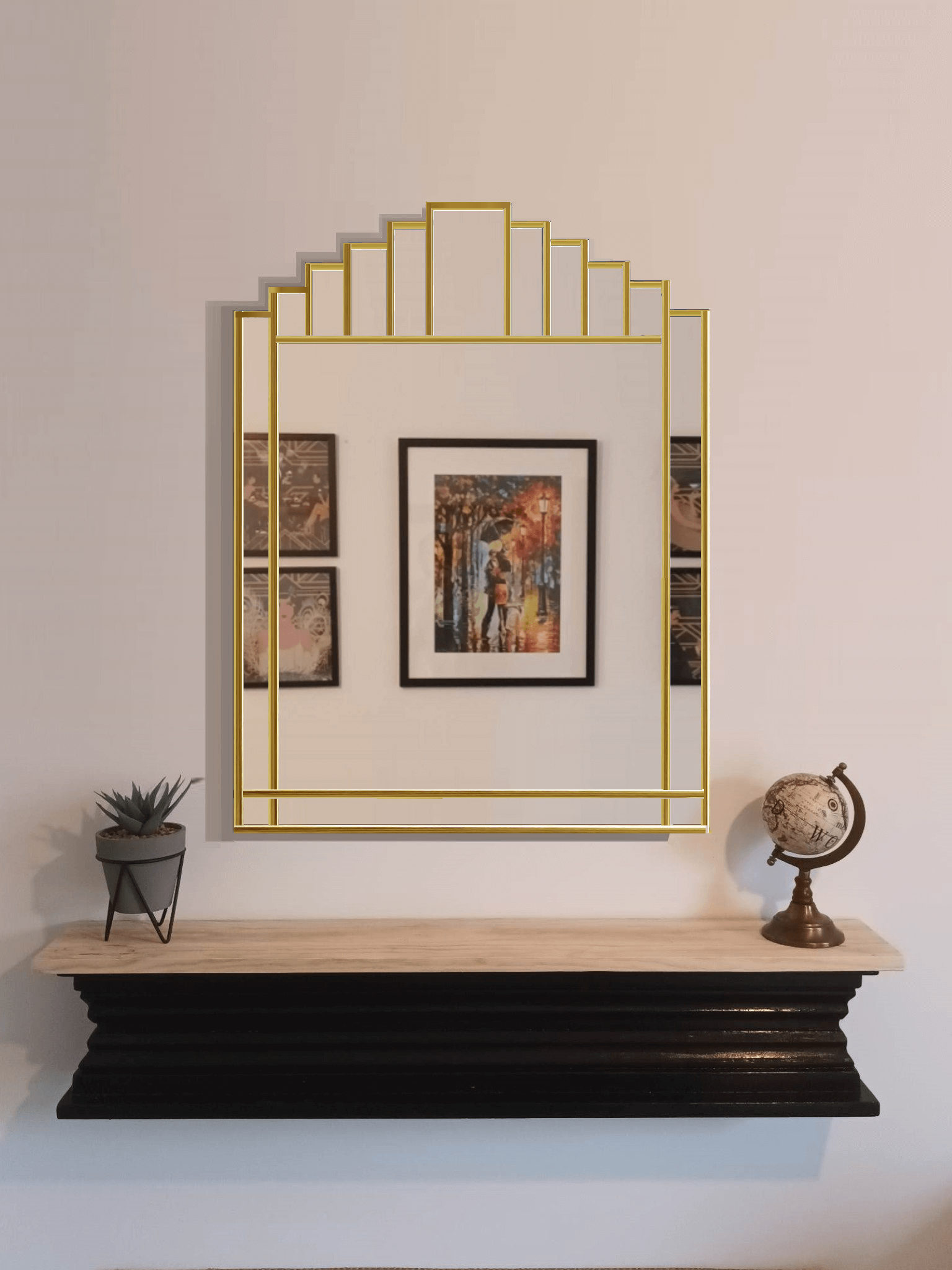 Brass Art Deco Mirror Made In The UK