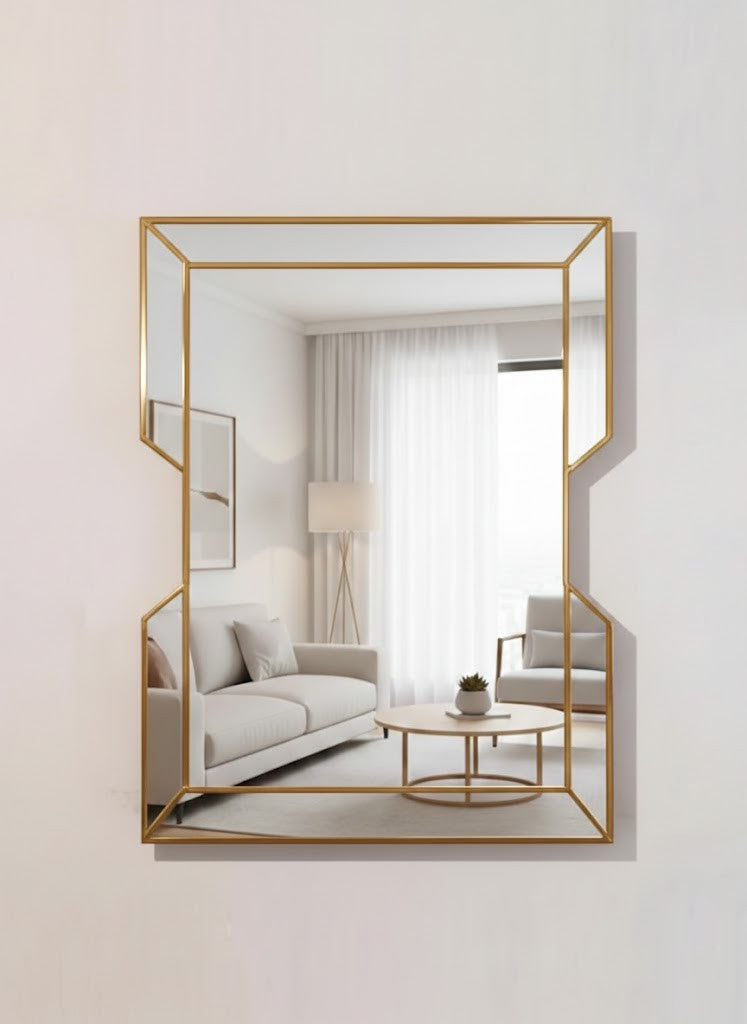 Contemporary Wall Mirror in Brass